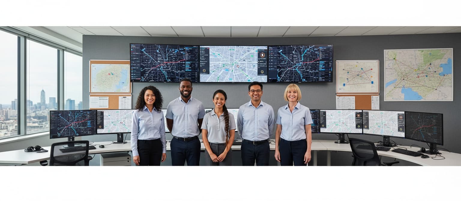 WTC team members standing by trucks